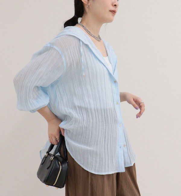 fredy emue「リネン混楊柳フーディシャツ」|シャツ・ブラウス|