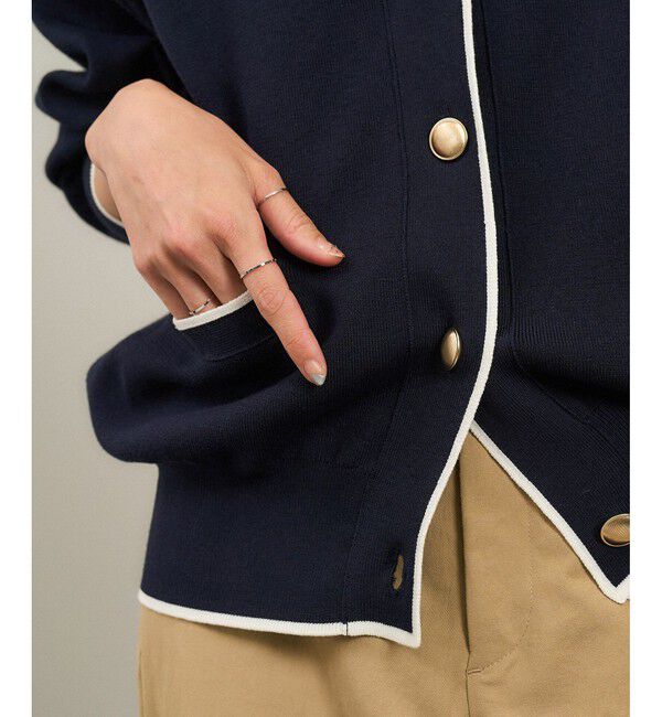 SALON adam et rope'「【WEB限定】メタルボタンスウェットライクラインカーディガン 2［新色追加］」|カーディガン|