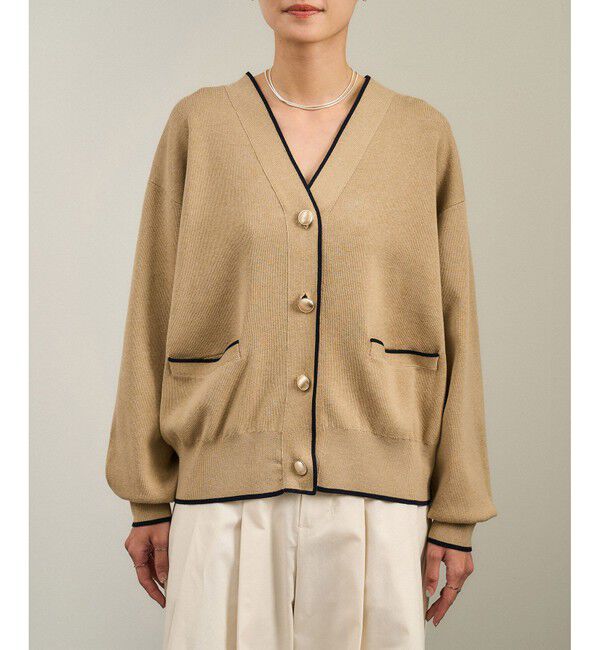 SALON adam et rope'「【WEB限定】メタルボタンスウェットライクラインカーディガン 2［新色追加］」|カーディガン|