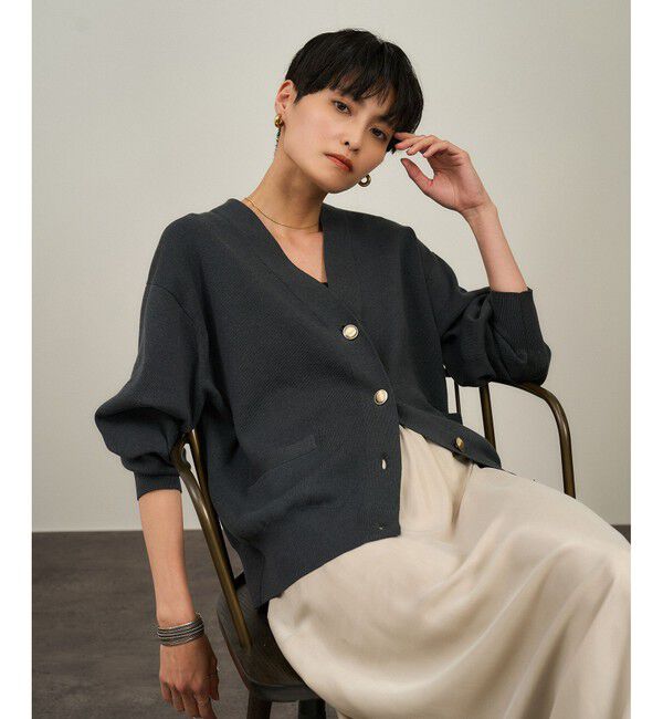 SALON adam et rope'「【WEB限定】メタルボタンスウェットライクラインカーディガン 2［新色追加］」|カーディガン|