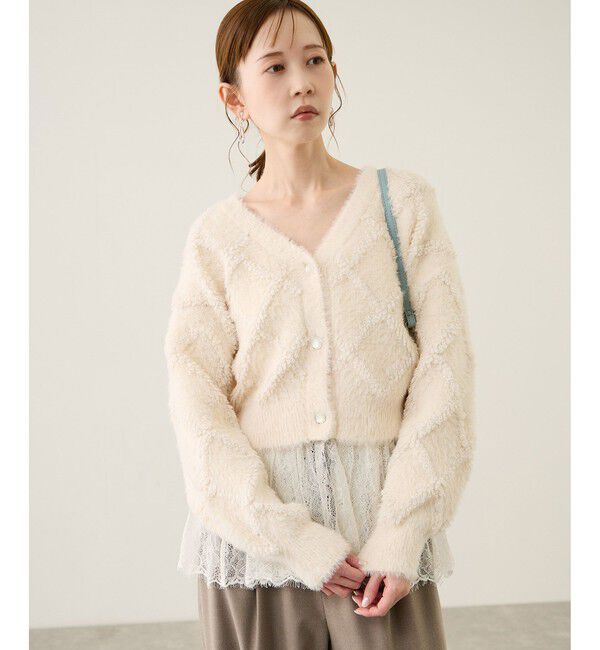 Rope&rsquo;Picnic「ダイヤチェック柄ループフェザーカーディガン」|カーディガン|