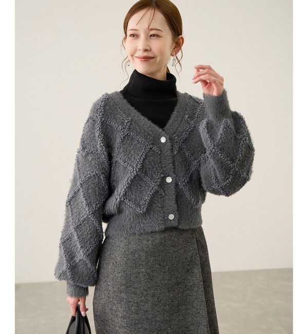 Rope&rsquo;Picnic「ダイヤチェック柄ループフェザーカーディガン」|カーディガン|