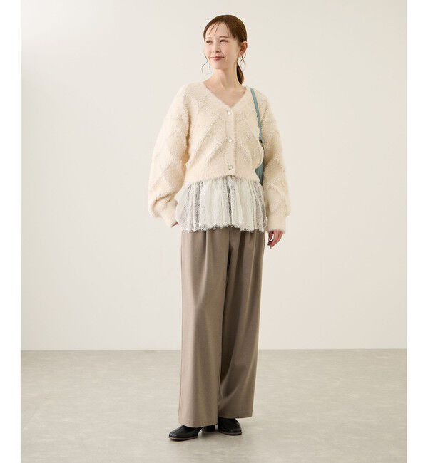 Rope&rsquo;Picnic「ダイヤチェック柄ループフェザーカーディガン」|カーディガン|