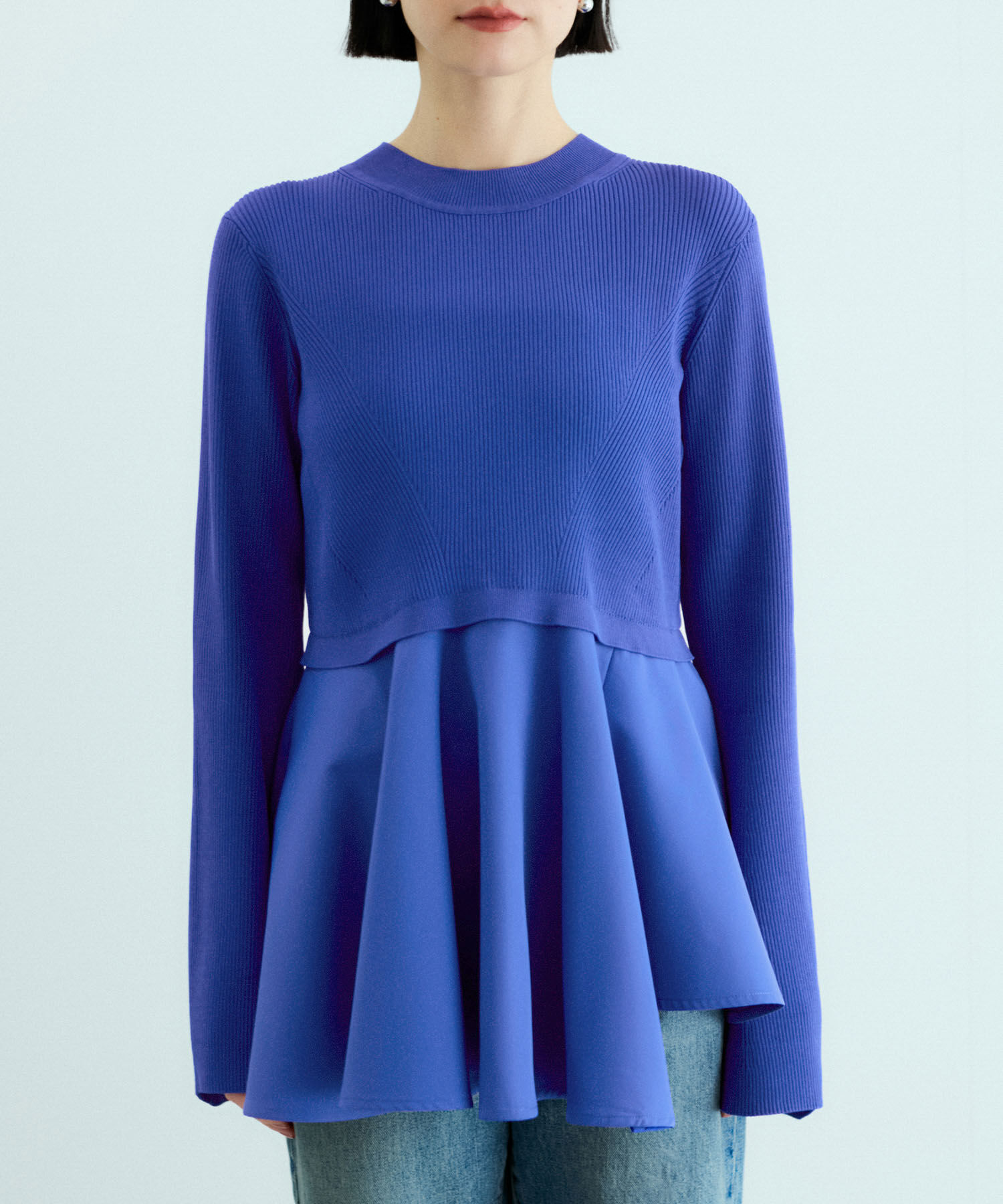 ADAM ET ROPE'「【サステナブル】・【オケージョン】・【洗える】ペプラムコンビニットプルオーバー」|ニット・セーター|