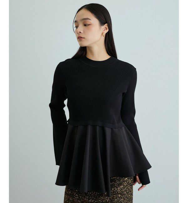 ADAM ET ROPE'「【サステナブル】・【オケージョン】・【洗える】ペプラムコンビニットプルオーバー」|ニット・セーター|