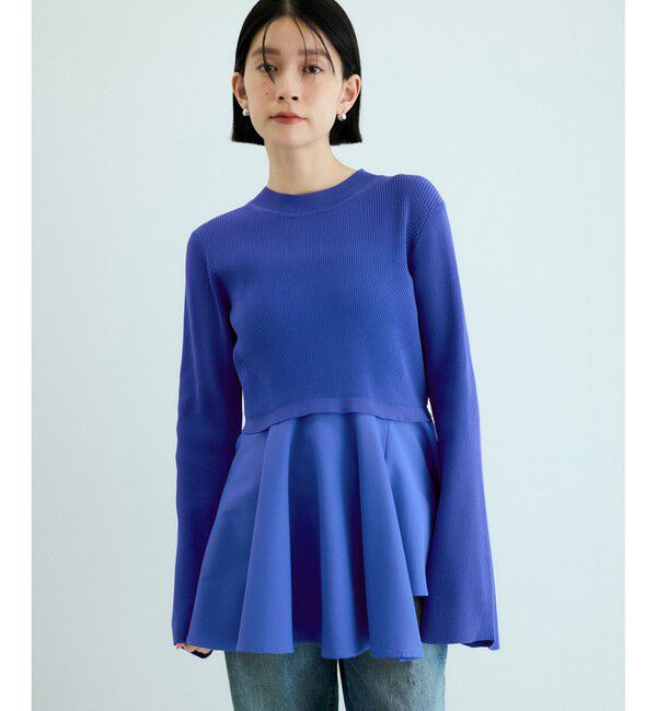 ADAM ET ROPE'「【サステナブル】・【オケージョン】・【洗える】ペプラムコンビニットプルオーバー」|ニット・セーター|