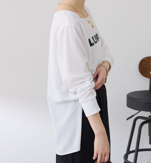  「スクエアネックジョーゼットロゴロンT」|Tシャツ・カットソー|