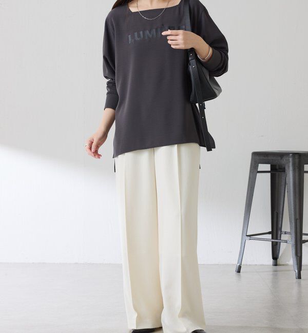  「スクエアネックジョーゼットロゴロンT」|Tシャツ・カットソー|