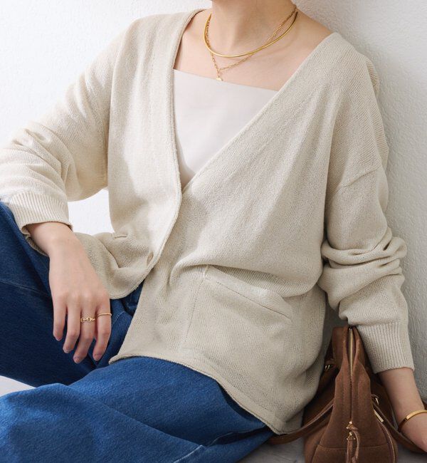  「コットン混カーディガン」|ニット・セーター|ベージュ