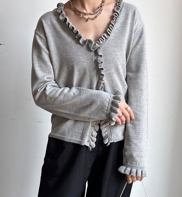  「【WEB限定】ニットフリルカーディガン」|カーディガン|