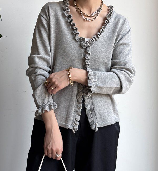  「【WEB限定】ニットフリルカーディガン」|カーディガン|