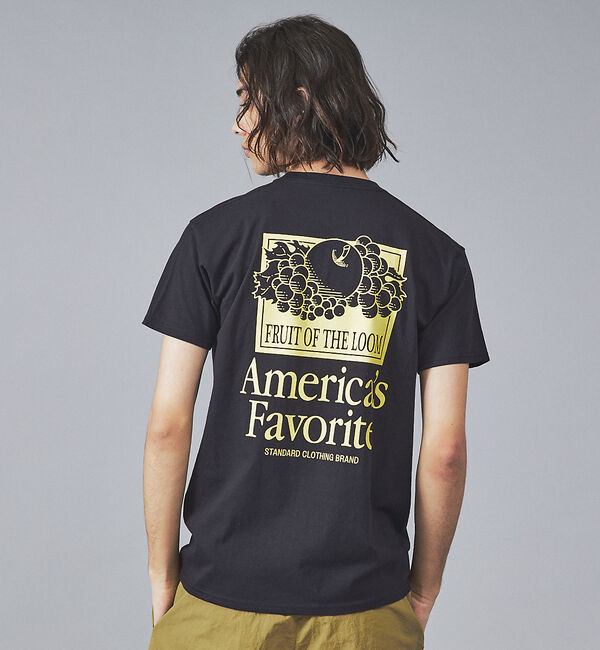 ABAHOUSE「【FRUIT OF THE LOOM】フロント＆バックプリント クルーネック シ」|Tシャツ・カットソー|ブラック系その他1