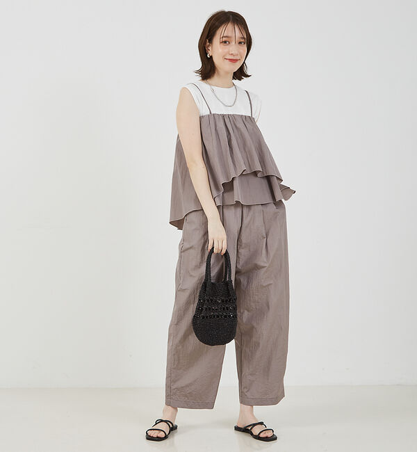 abahouse mavie「シャイニータフタワイドテーパードパンツ」|その他|