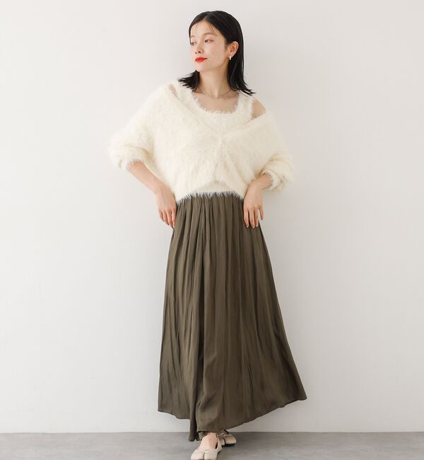 abahouse mavie「ヴィンテージサテンギャザースカート」|スカート|