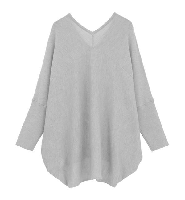 Liesse「【定番】ラメ混前後V袖リブオーバーニット」|ニット・セーター|