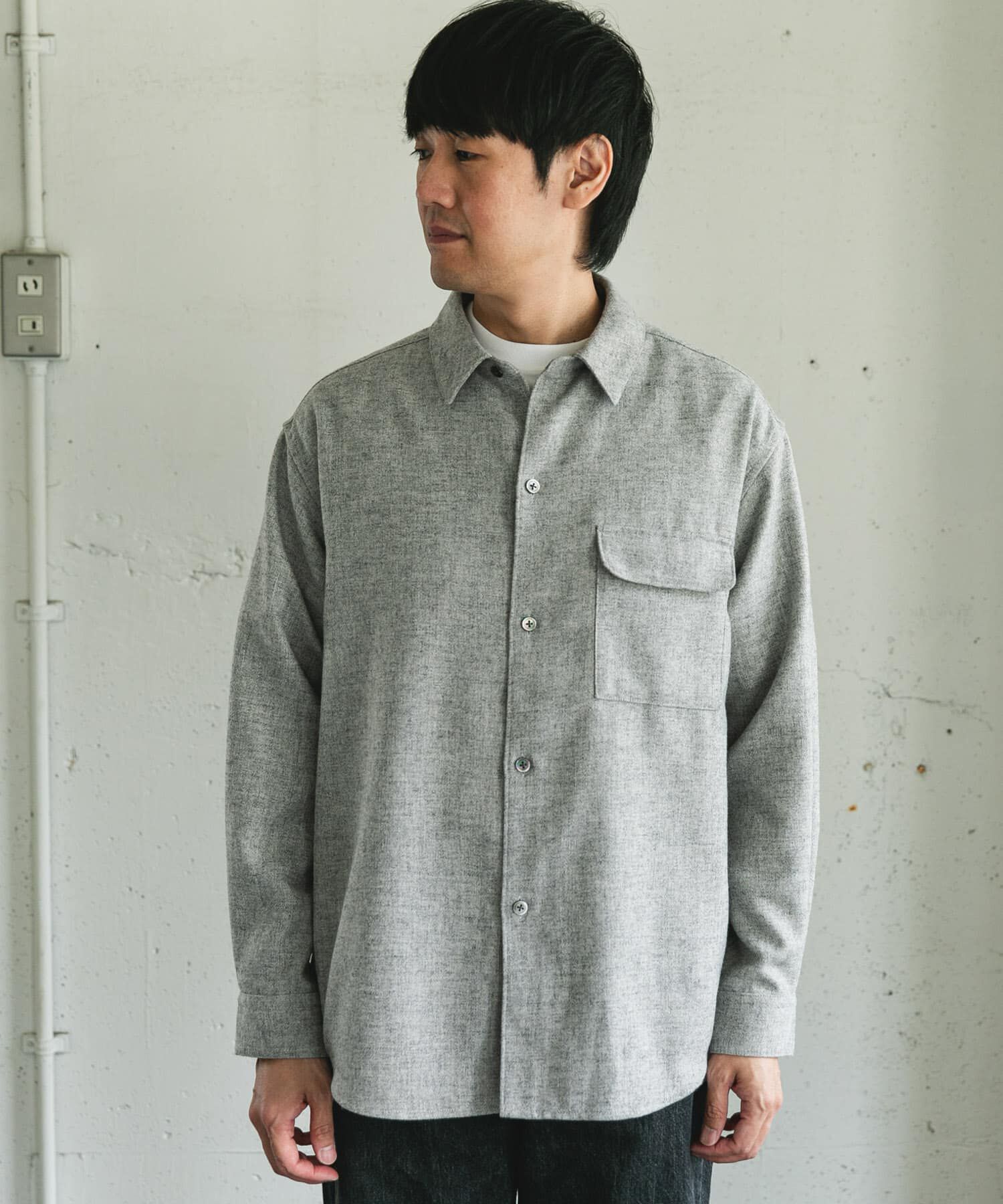 URBAN RESEARCH DOORS「フラノレギュラーカラーシャツ」|シャツ・ブラウス|