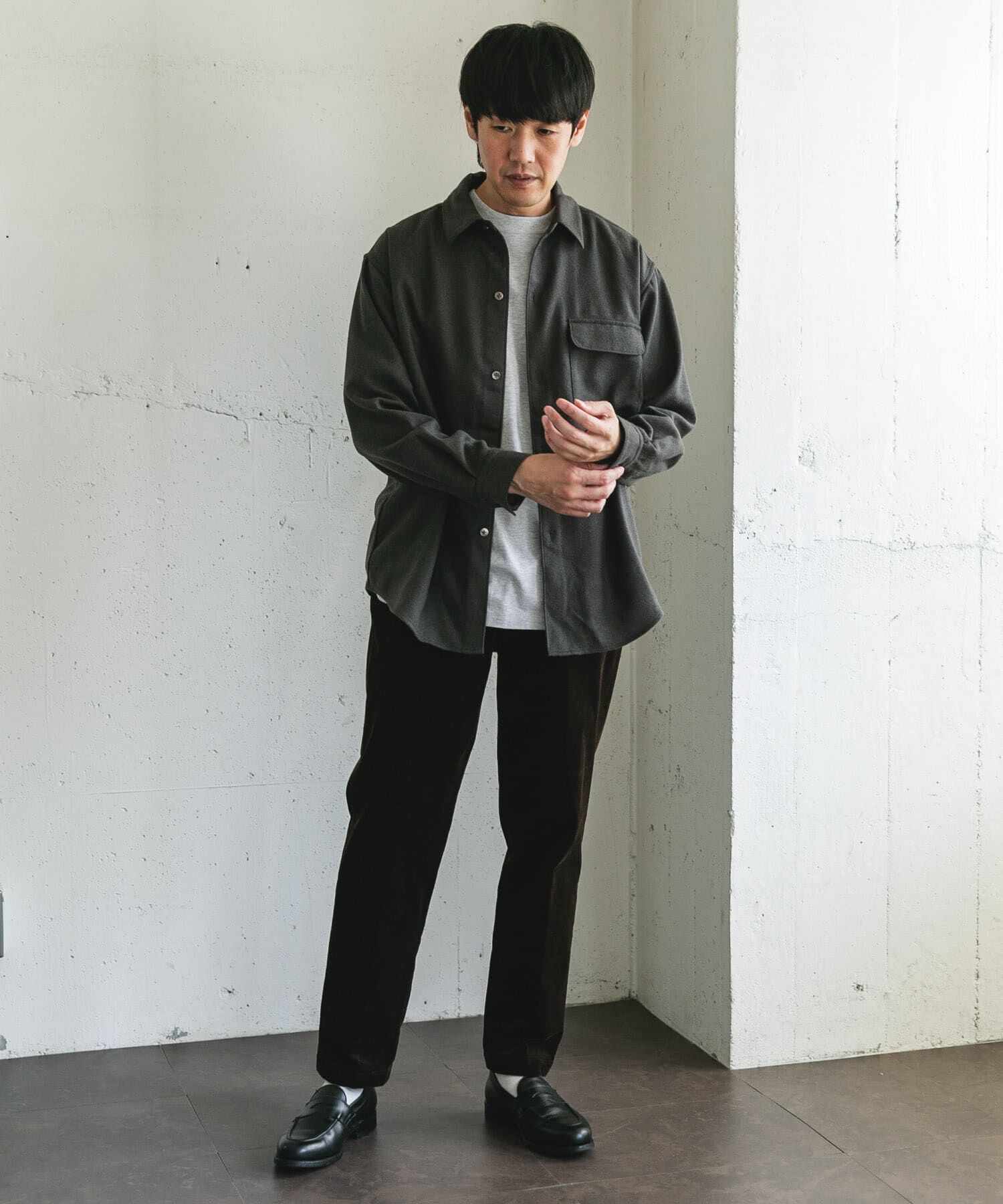 URBAN RESEARCH DOORS「フラノレギュラーカラーシャツ」|シャツ・ブラウス|