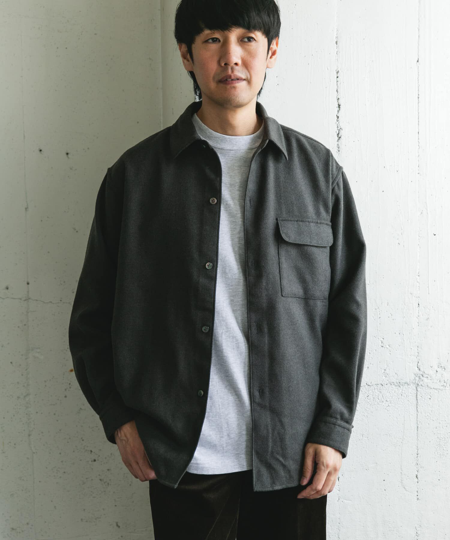 URBAN RESEARCH DOORS「フラノレギュラーカラーシャツ」|シャツ・ブラウス|