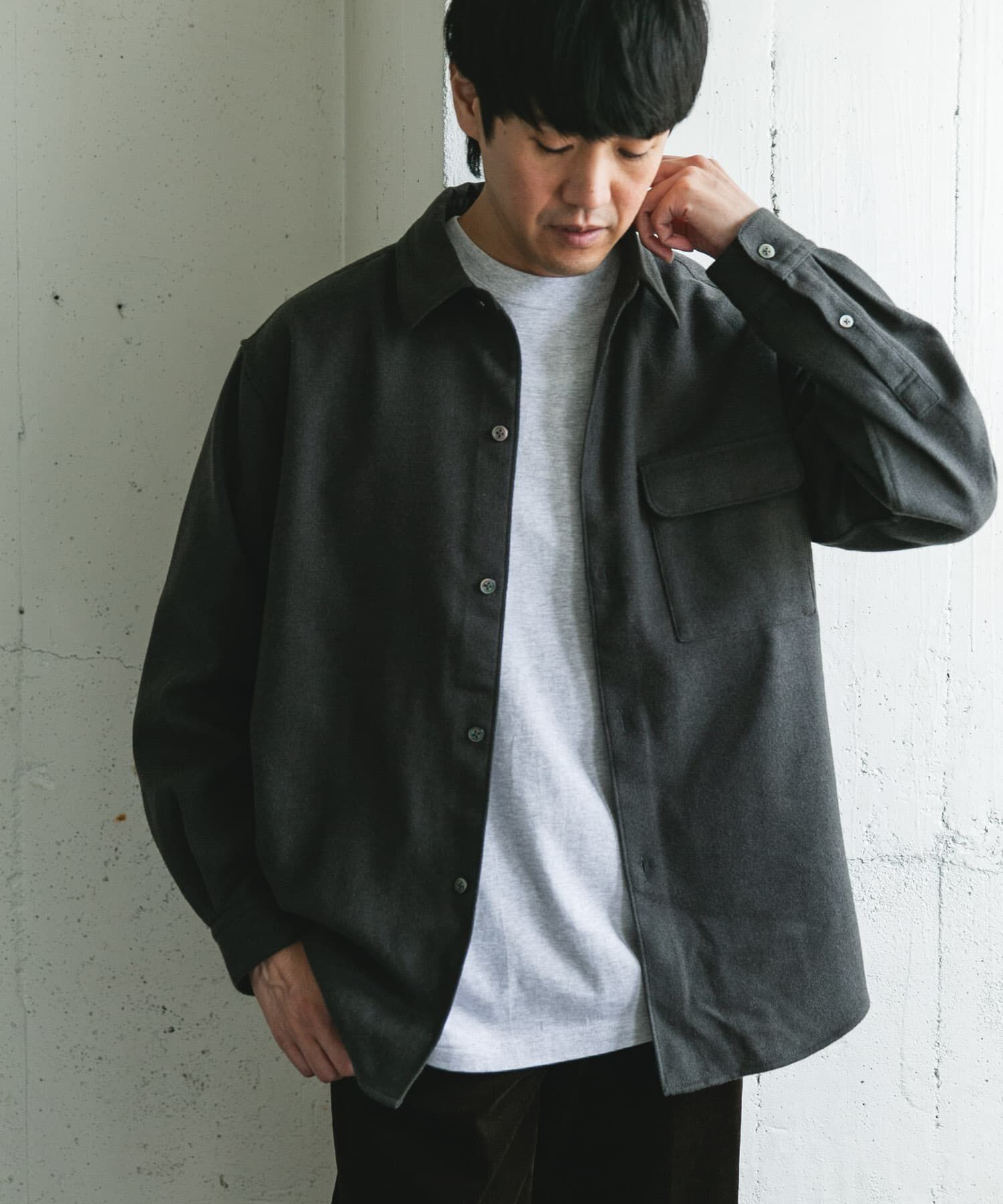 URBAN RESEARCH DOORS「フラノレギュラーカラーシャツ」|シャツ・ブラウス|