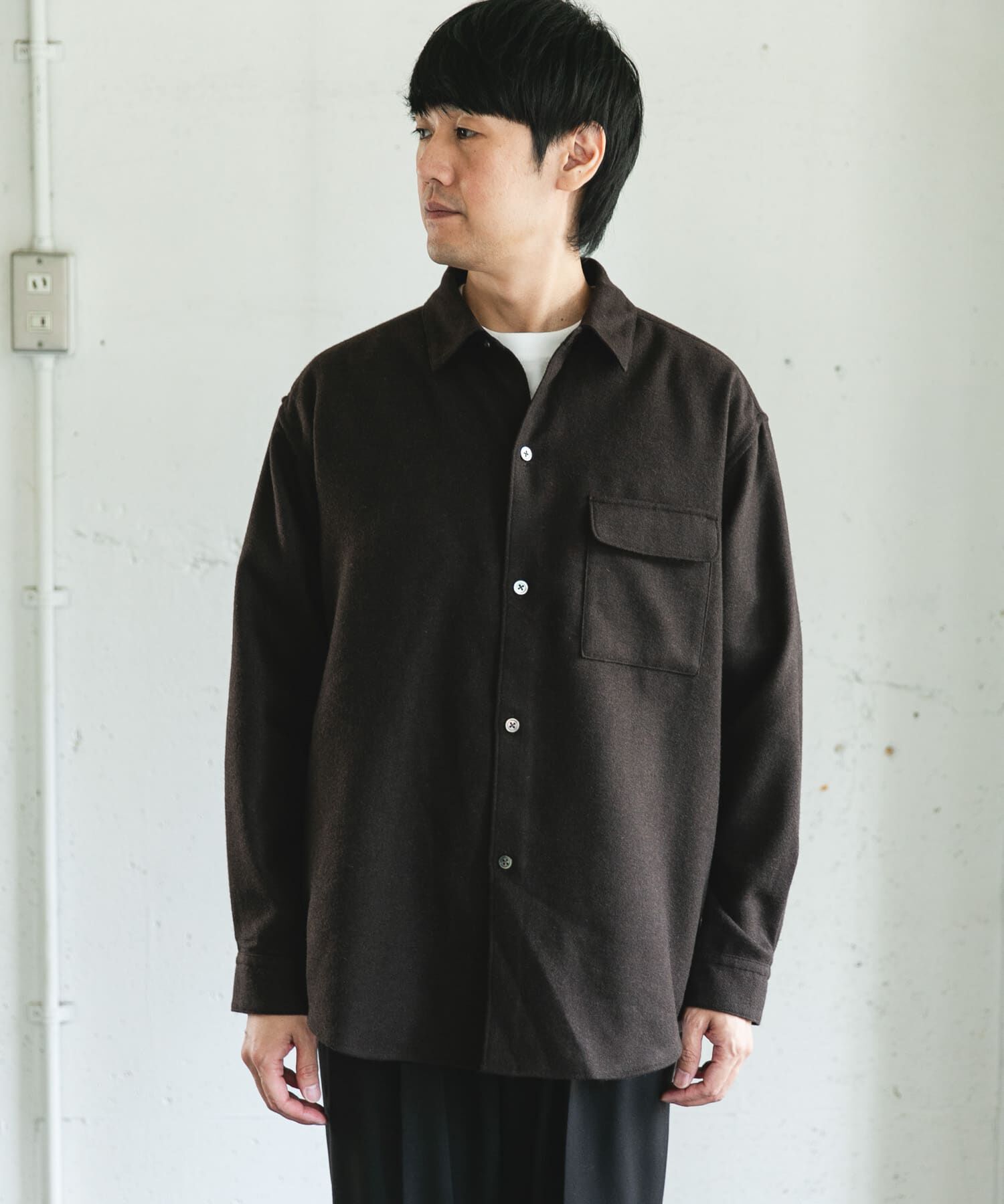 URBAN RESEARCH DOORS「フラノレギュラーカラーシャツ」|シャツ・ブラウス|