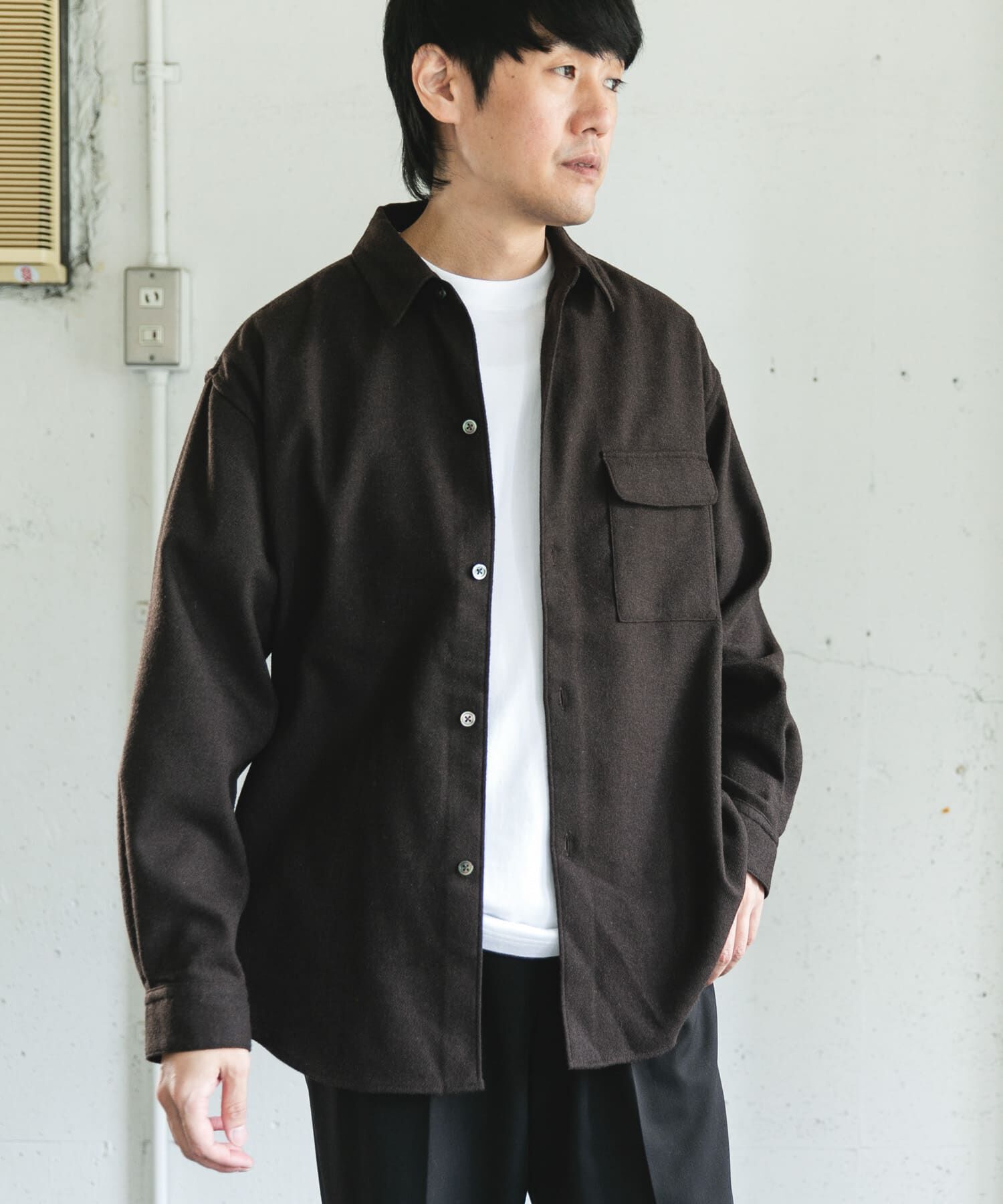 URBAN RESEARCH DOORS「フラノレギュラーカラーシャツ」|シャツ・ブラウス|