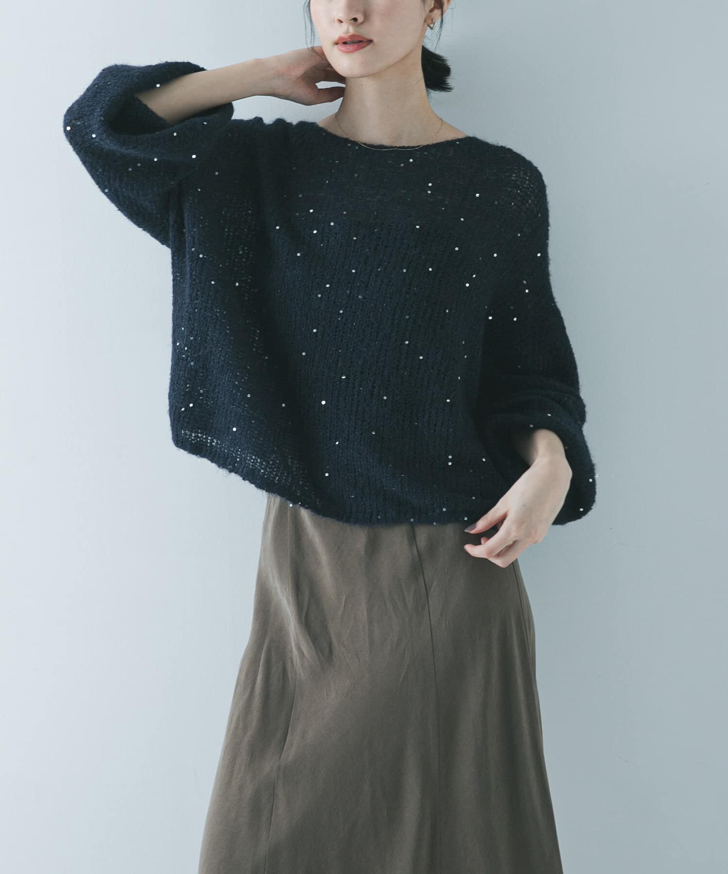 URBAN RESEARCH「スパンコールモヘヤルーズニット」|ニット・セーター|