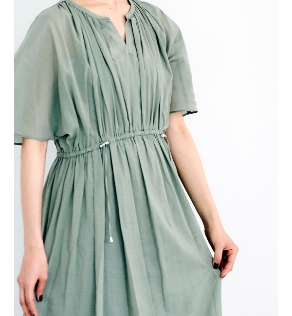 le.coeur blanc「スキッパーギャザーフレアスリーブワンピース」|ワンピース|