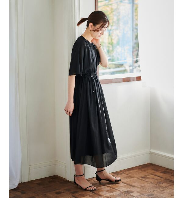 le.coeur blanc「スキッパーギャザーフレアスリーブワンピース」|ワンピース|