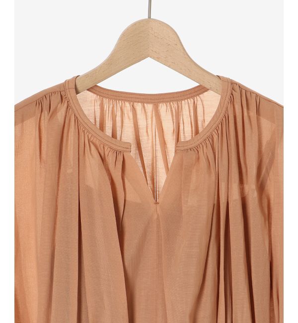 le.coeur blanc「スキッパーギャザーフレアスリーブワンピース」|ワンピース|