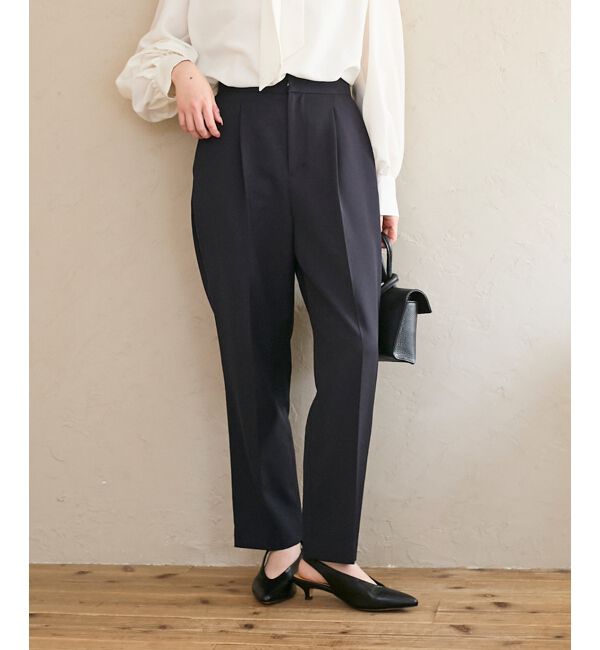  「ツインクロスタックテーパードパンツ」|その他|ネイビー