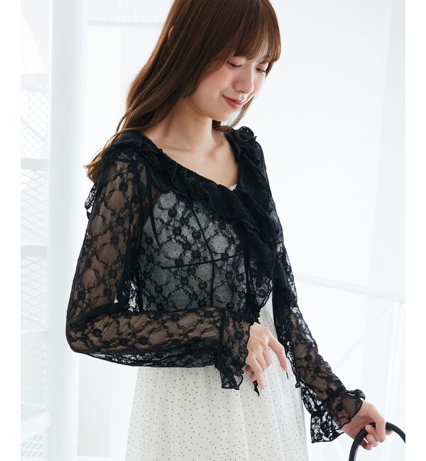  「フード付きフリルカーデ」|カーディガン|