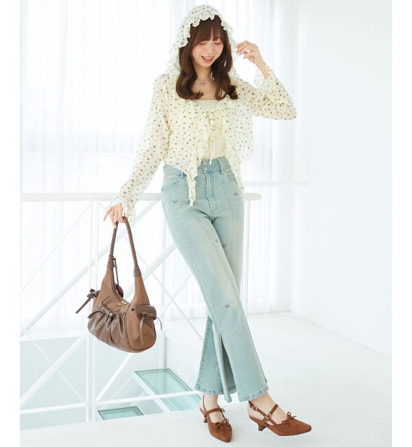  「フード付きフリルカーデ」|カーディガン|