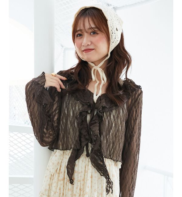  「フード付きフリルカーデ」|カーディガン|