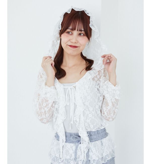  「フード付きフリルカーデ」|カーディガン|