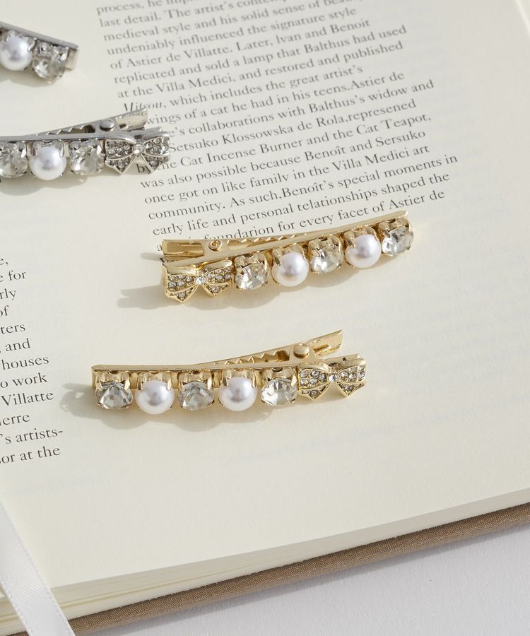 Maison de FLEUR「2セットメタルリボンクリップ」|その他|ゴールド