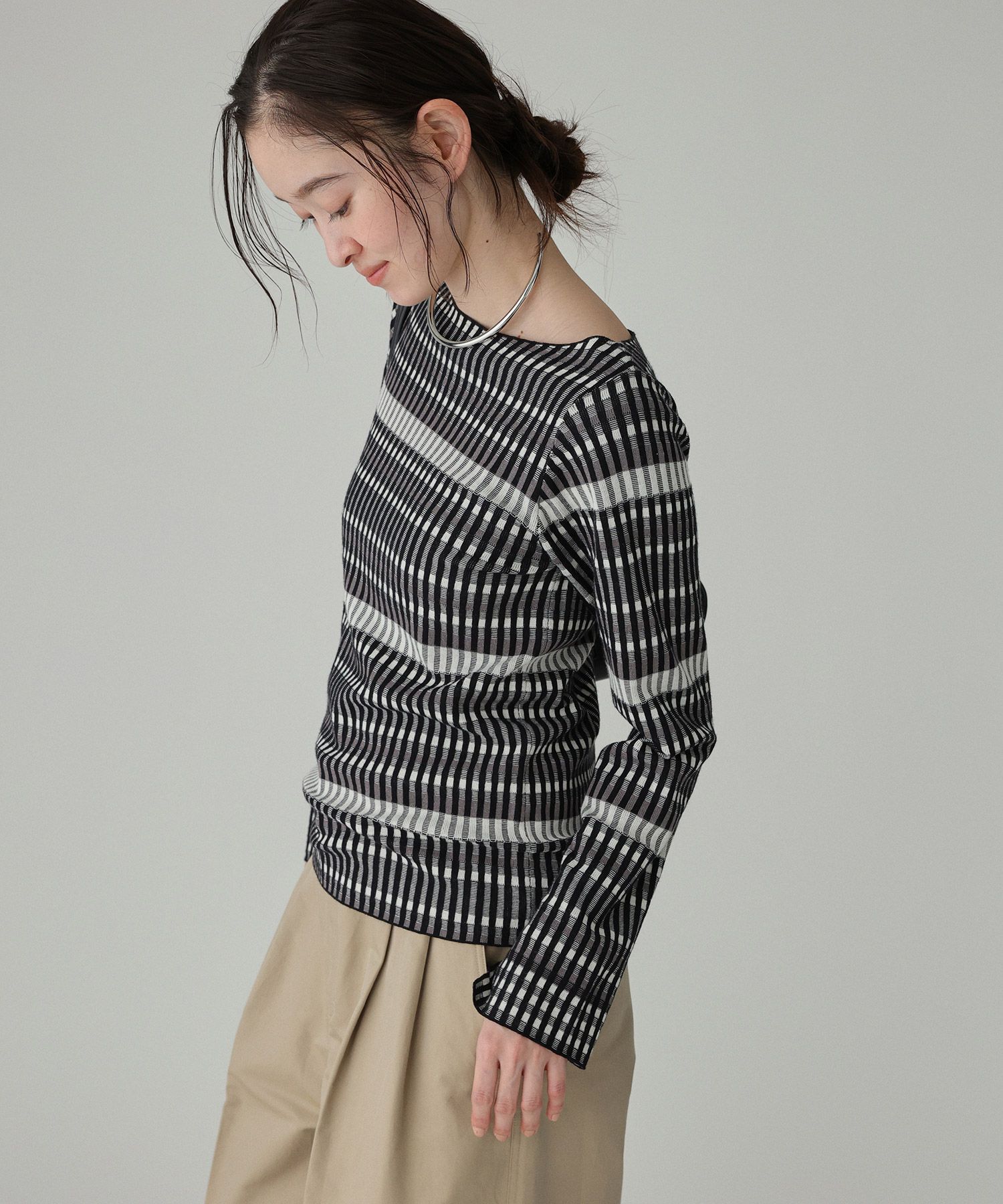 BABYLONE「ギンガム柄プルオーバー」|ニット・セーター|