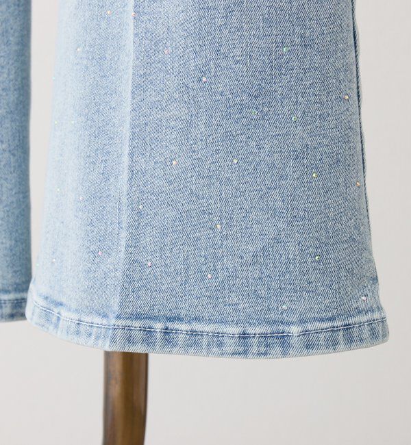  「【選べる4サイズ】サイドカットレース美脚ビジューデニム」|その他|