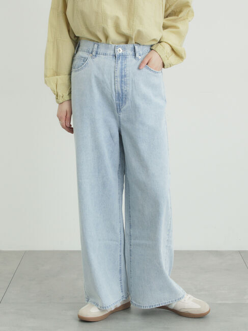 Samansa Mos2「デニムストレートパンツ」|その他|サックスブルー