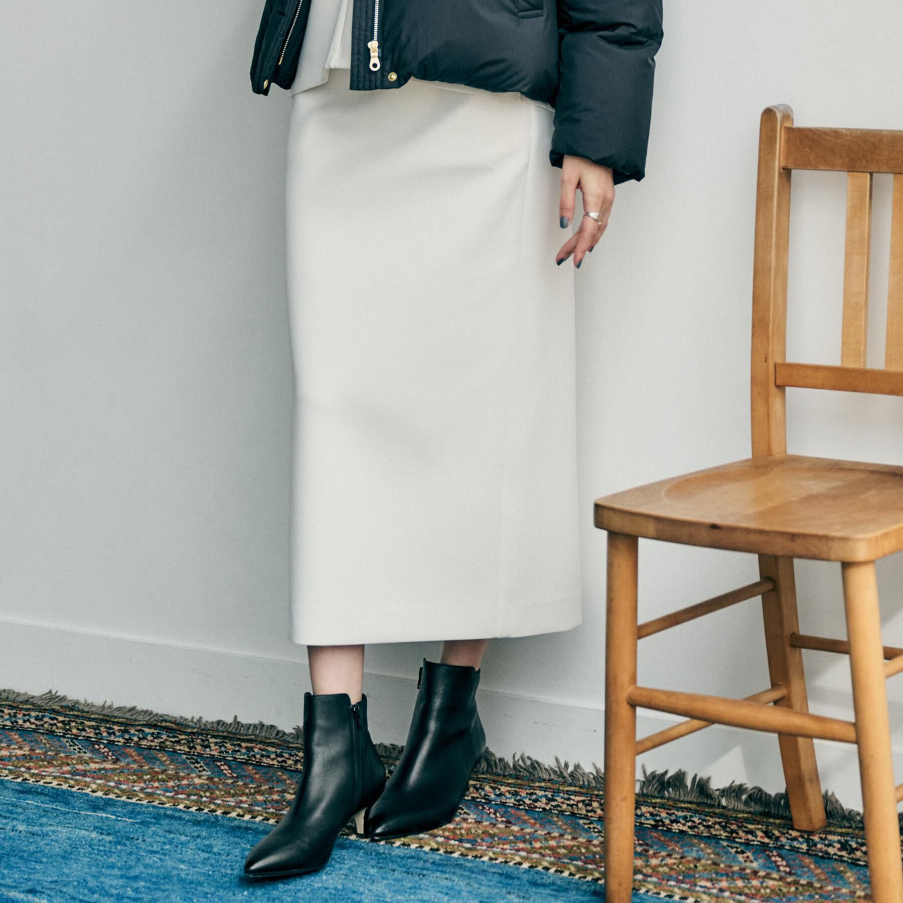 UNTITLED「【セットアップ可/洗える/ウエストゴム】ダンボールジャージスカート」|スカート|アイボリー(004)