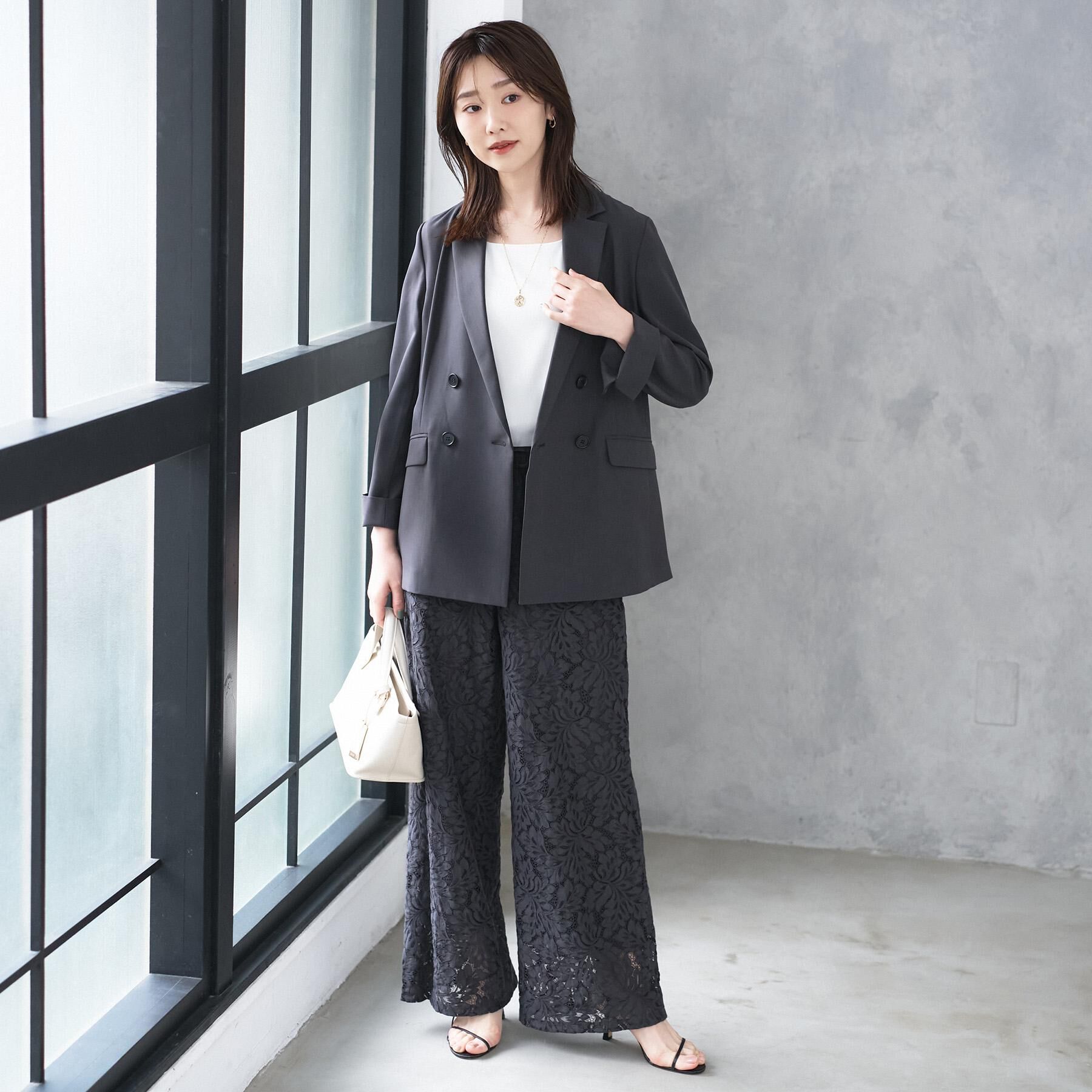 UNTITLED「【接触冷感/UVカット/洗える】エアリー ダブルブレストジャケット」|テーラードジャケット|