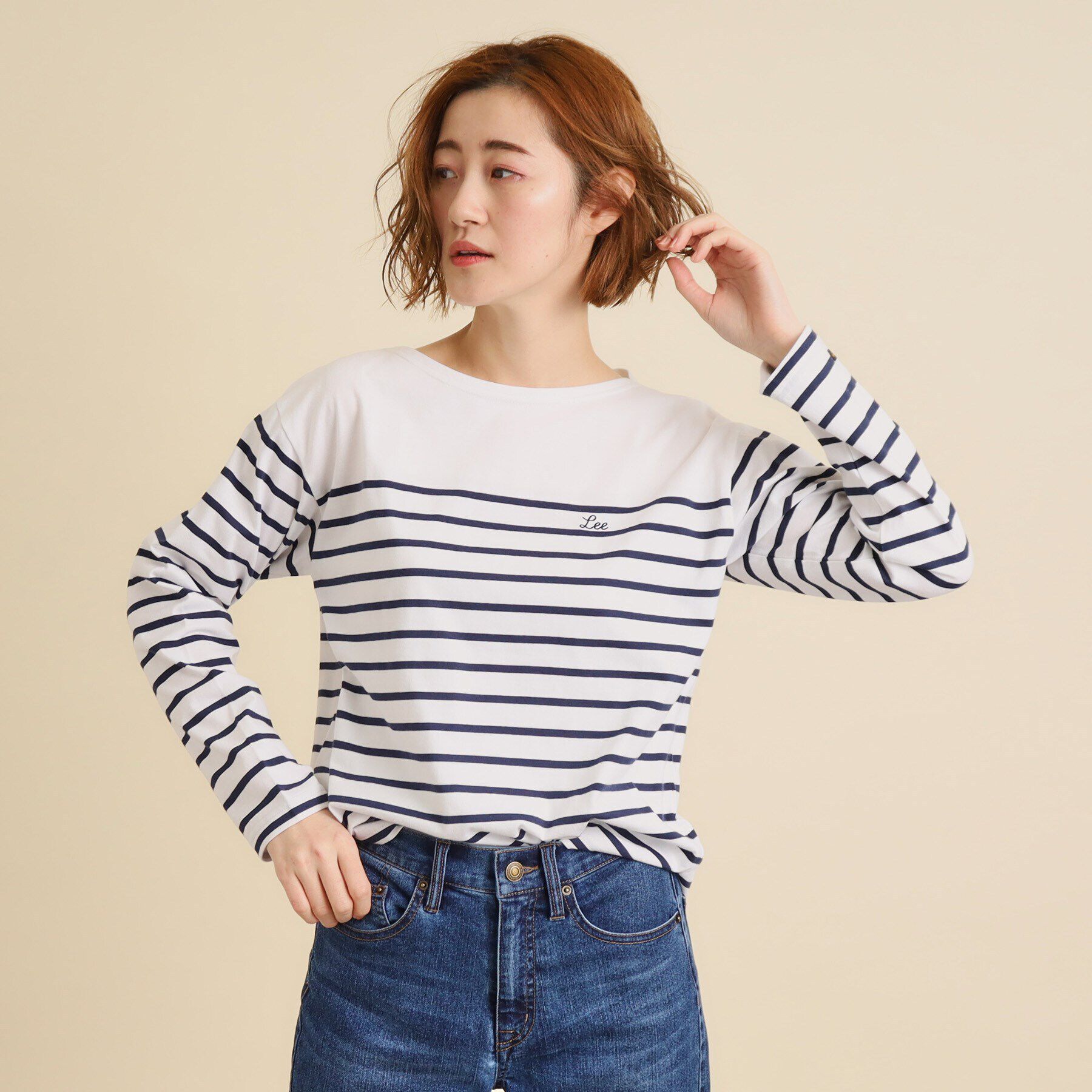 grove「【Ｌｅｅ&times;ｇｒｏｖｅ別注】ＢＡＳＱＵＥ　ＳＨＩＲＴ」|Tシャツ・カットソー|ネイビー(394)