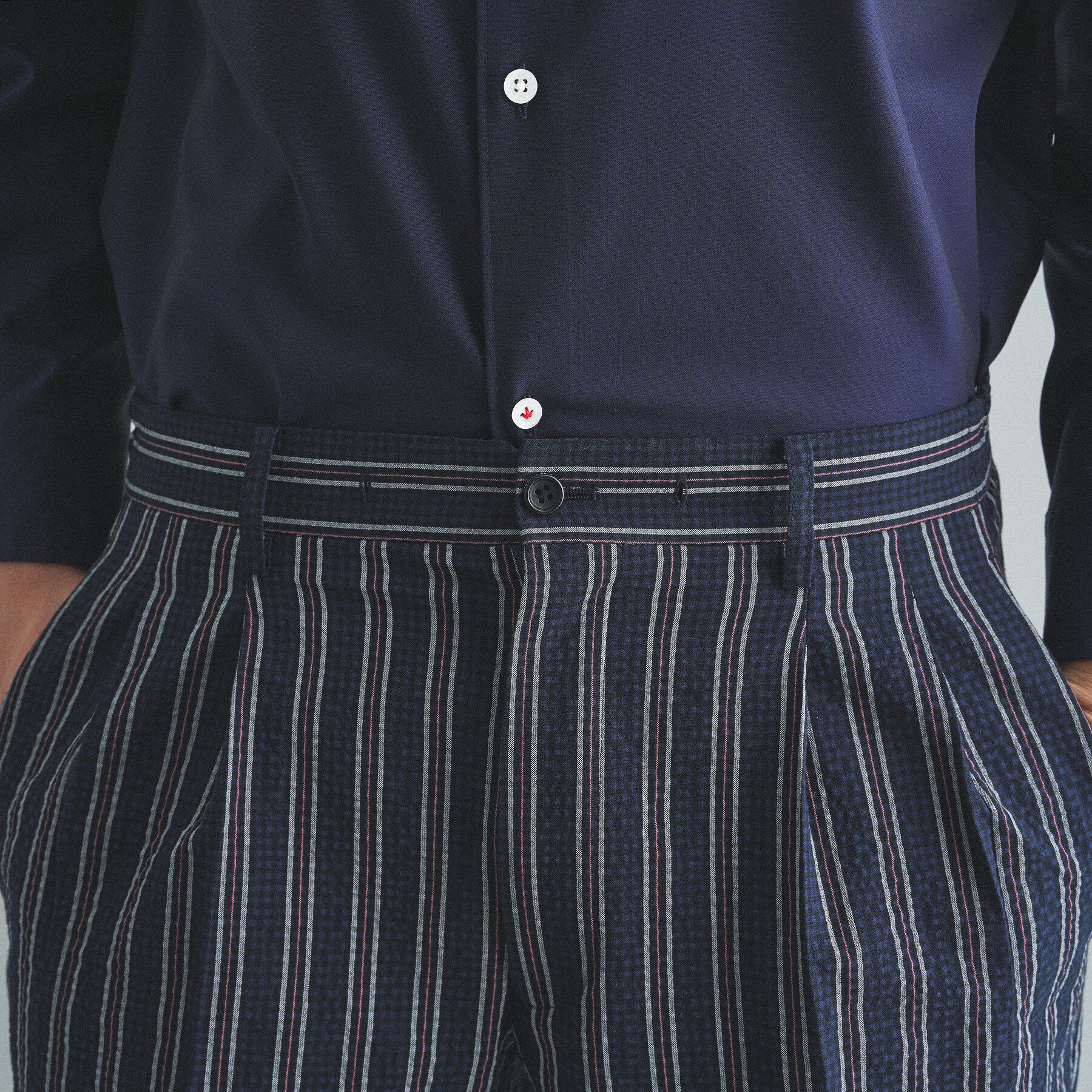 TAKEO KIKUCHI「【BOWLER HAT LABEL】サッカーストライプ イージーワイドパンツ」|その他|