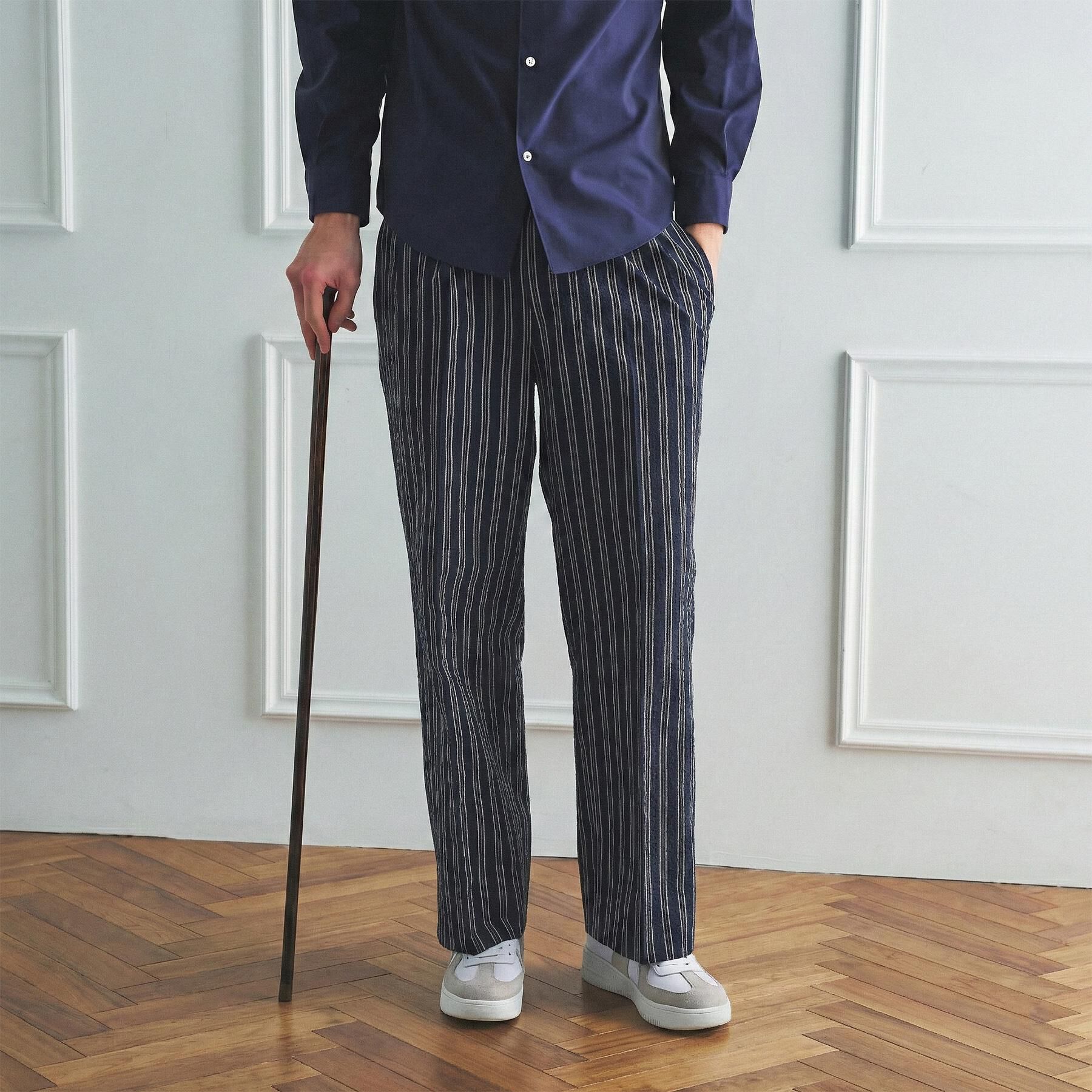 TAKEO KIKUCHI「【BOWLER HAT LABEL】サッカーストライプ イージーワイドパンツ」|その他|