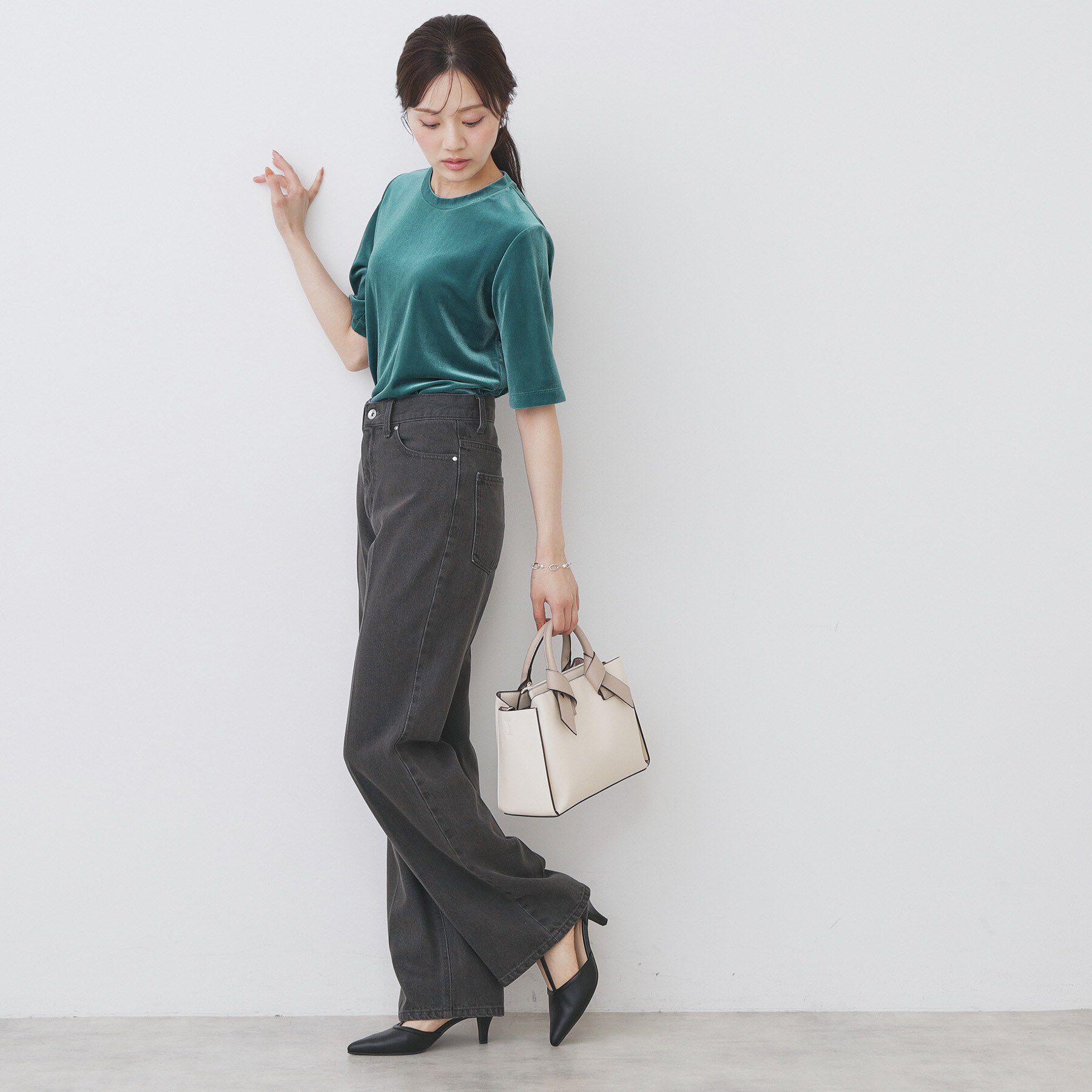 index「《andGIRL掲載》ベロアボクシーTシャツ【洗濯機洗い可】」|Tシャツ・カットソー|