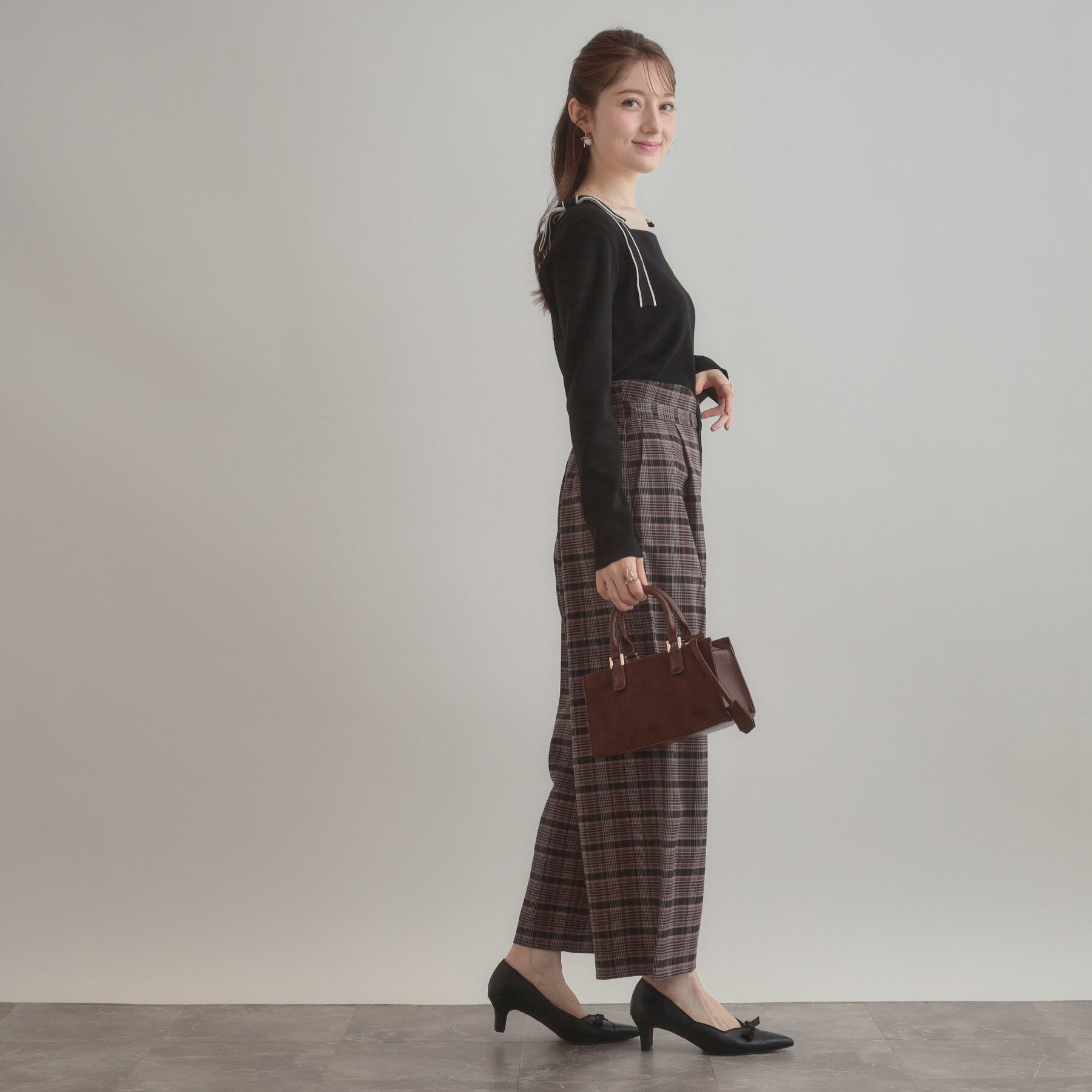 Couture broach「【着映え・フェミニン・高見え】配色リボン総針ニットトップス」|ニット・セーター|