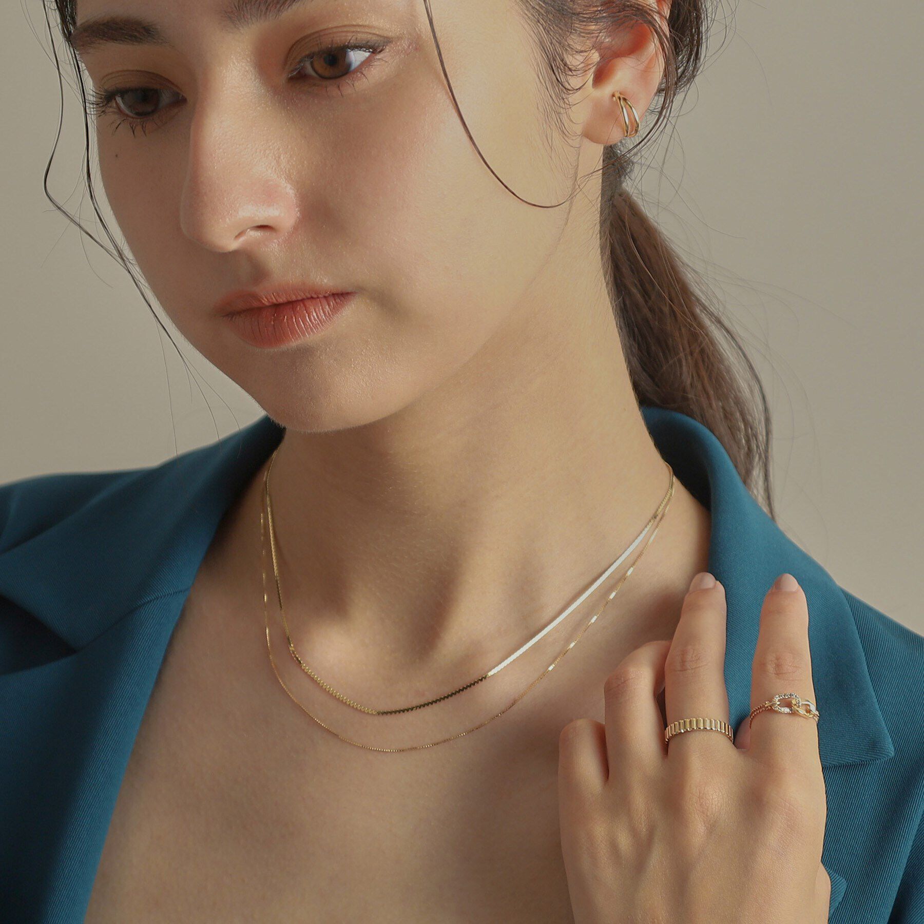 COCOSHNIK「K10ベネフラット&times;ベネレイヤード ネックレス」|ネックレス|