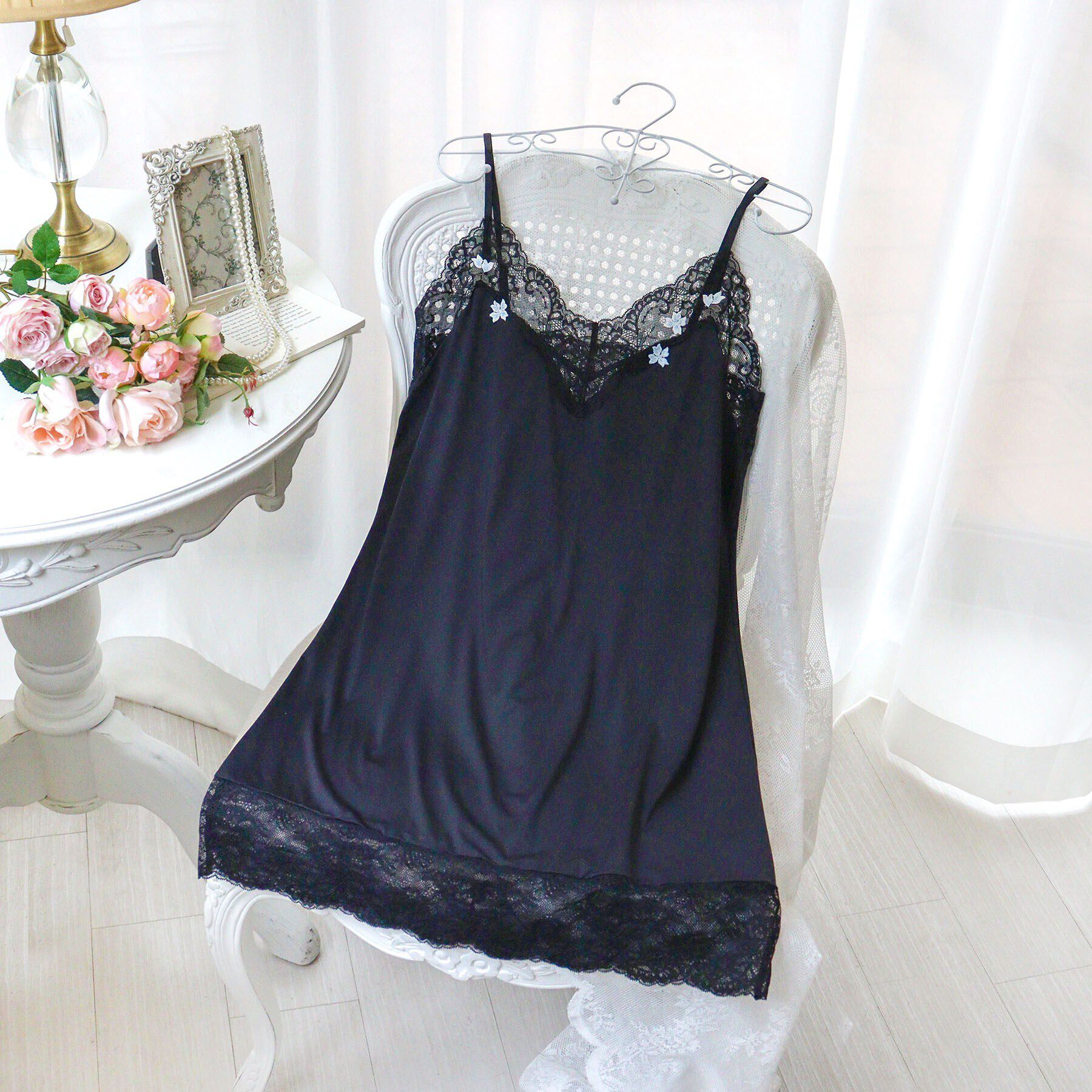 Risa Magli「エルマ スリップ」|キャミソール|ブラック(019)