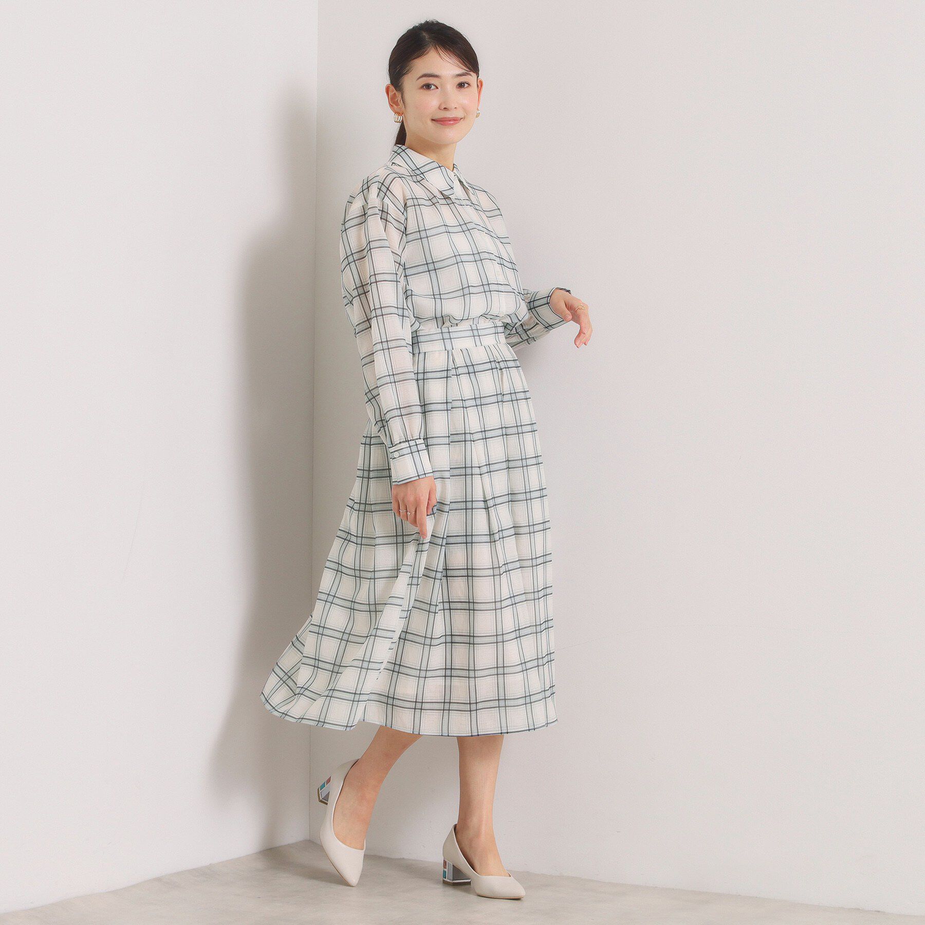 ITS&rsquo;DEMO「【セットアップ可／手洗い可】シアーチェックスカート」|スカート|