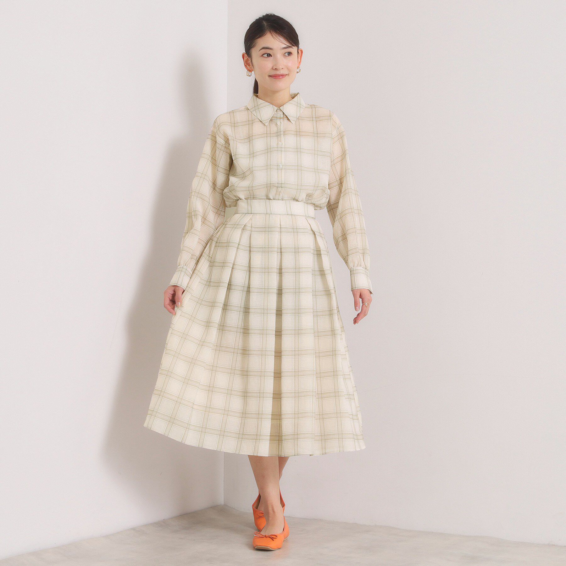 ITS&rsquo;DEMO「【セットアップ可／手洗い可】シアーチェックスカート」|スカート|