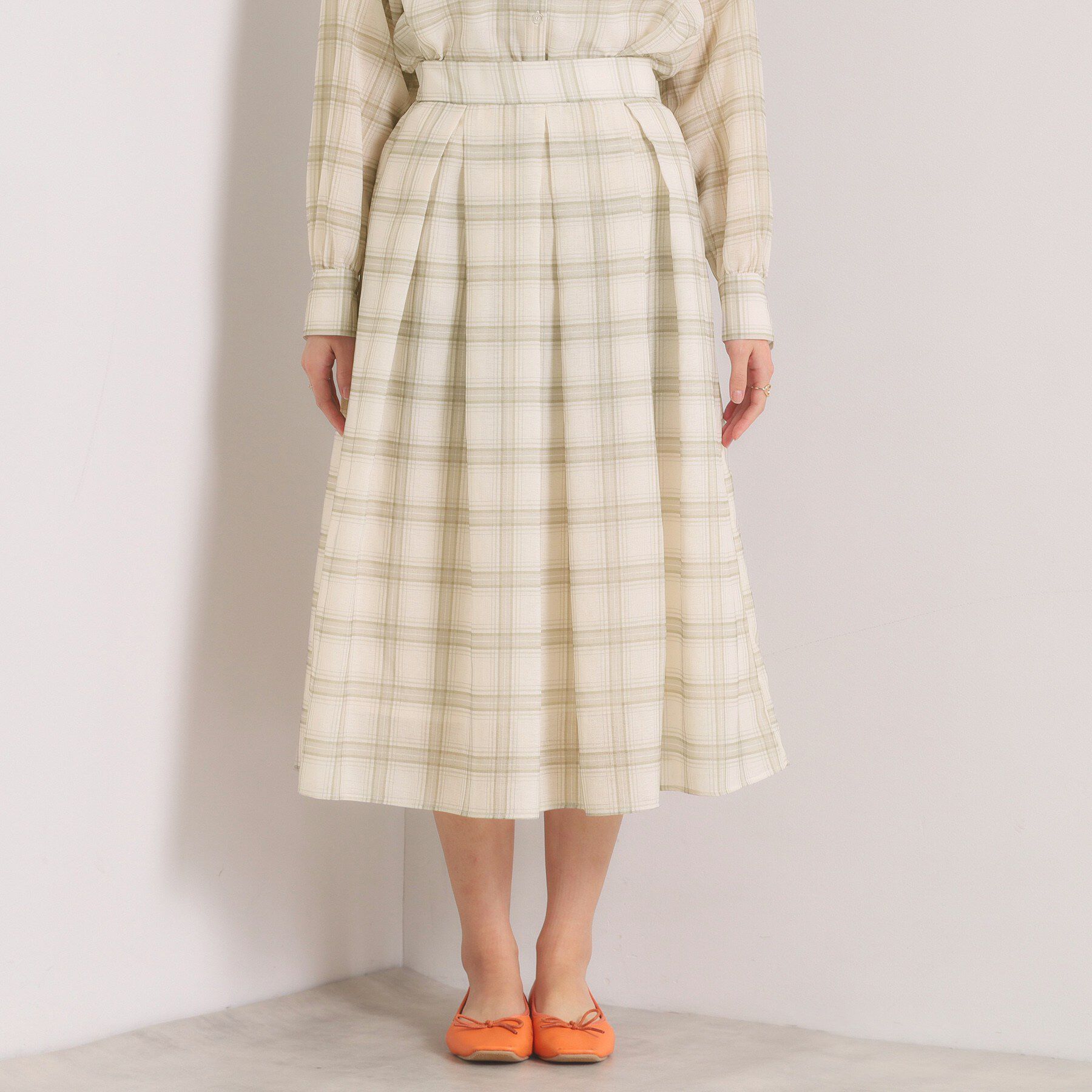 ITS&rsquo;DEMO「【セットアップ可／手洗い可】シアーチェックスカート」|スカート|